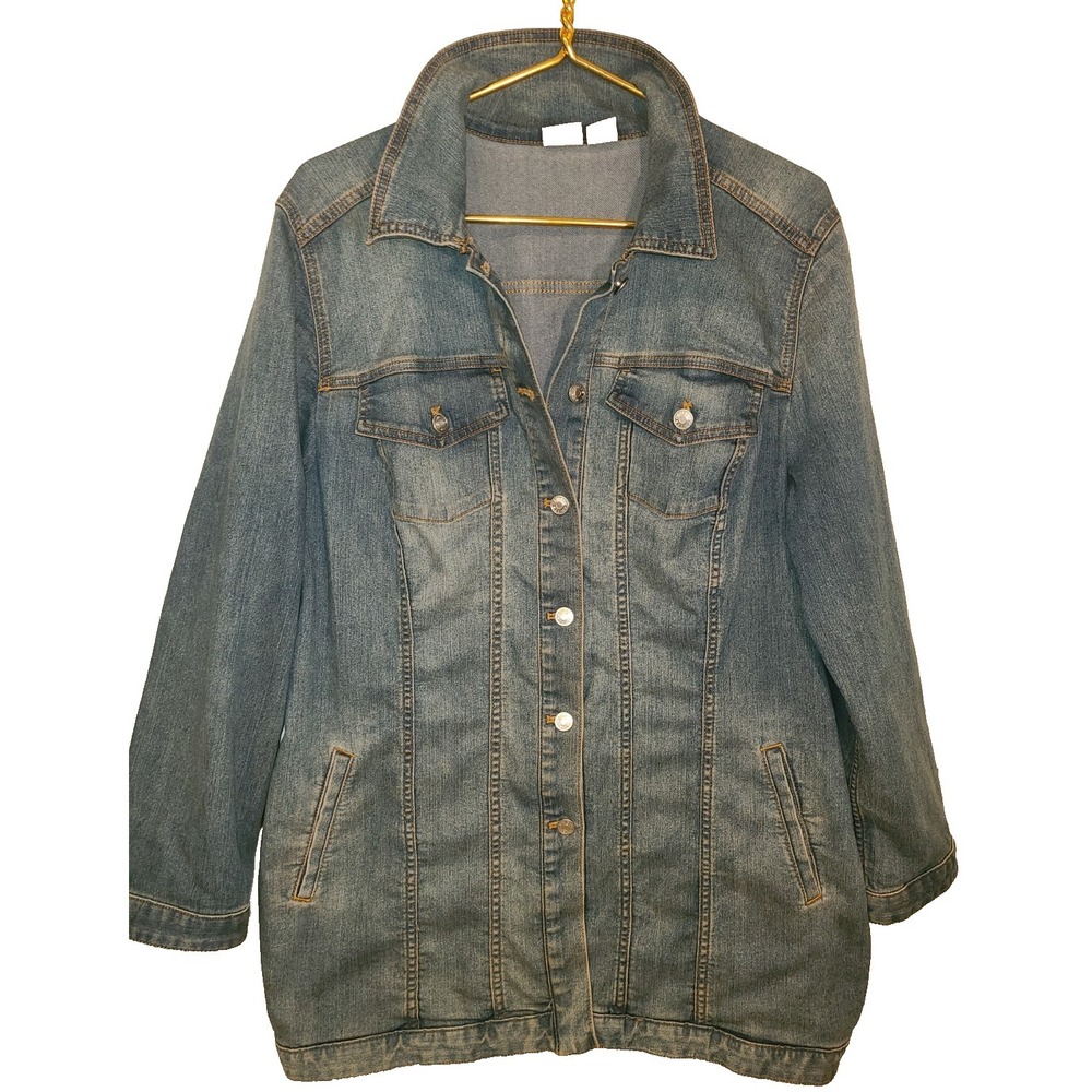 Chico's Women's Size 3. Jean Jacket Classic Button-Up Denim Coat.